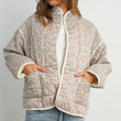 Load image into Gallery viewer, FLOAR QUILTED JACKET WITH LIGHTWEIGHT BOHO PRINT - BMJ7514: MAUVE / IVORY / M
