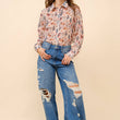 Load image into Gallery viewer, 36204T - Western Print Chiffon Button Up Blouse: BEIGE / M
