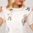 Load image into Gallery viewer, 23228T - Western Motif Embroidered Graphic T Shirt: OFF WHITE / S

