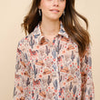 Load image into Gallery viewer, 36204T - Western Print Chiffon Button Up Blouse: BEIGE / M
