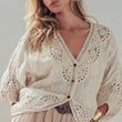 Load image into Gallery viewer, Floral Embroidered Lace Button Front Top: NATURAL

