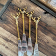 Load image into Gallery viewer, Stainless Steel and brass knife, set of 4 with reindeer tops
