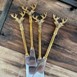 Load image into Gallery viewer, Stainless Steel and brass knife, set of 4 with reindeer tops
