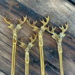 Load image into Gallery viewer, Stainless Steel and brass spoons, set of 4 with reindeer tops
