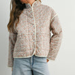 Load image into Gallery viewer, FLOAR QUILTED JACKET WITH LIGHTWEIGHT BOHO PRINT - BMJ7514: MAUVE / IVORY / S
