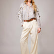 Load image into Gallery viewer, 23566T - Gingham Embroidered Western Snap Blouse: GREY / S

