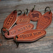Load image into Gallery viewer, Camper Leather Keychain Motel Style
