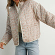 Load image into Gallery viewer, FLOAR QUILTED JACKET WITH LIGHTWEIGHT BOHO PRINT - BMJ7514: MAUVE / IVORY / S
