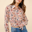Load image into Gallery viewer, 36204T - Western Print Chiffon Button Up Blouse: BEIGE / M
